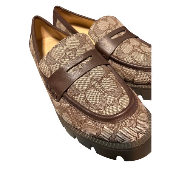 Coach Cora Leather and Jacqard Chunky Sole Loafer Size 8.5B - Picture 6 of 13